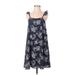 JOA Casual Dress - Mini Scoop Neck Sleeveless: Blue Paisley Dresses - Women's Size Small - Paisley Wash