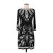 London Times Casual Dress: Black Baroque Print Dresses - Women's Size 8 Petite