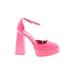 Zara Heels: D'Orsay Chunky Heel Feminine Pink Print Shoes - Women's Size 39 - Round Toe