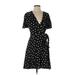 Jill Jill Stuart Casual Dress - A-Line Plunge Short sleeves: Black Dresses - Women's Size 4