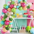 Kit de Ballons Tropicaux Hawaïens en Latex Guirxiété en Arc avec Feuilles de Palmier Décorations