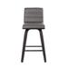 AllModern Hiram Swivel Faux Leather Counter or Bar Stool in Wood w/ Steel Footrest Wood in Gray/Black | Counter Stool (26" Seat Height) | Wayfair