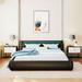 Ivy Bronx Huda Vegan Leather Platform Bed Upholstered/Faux leather in Black | 26.6 H x 88.6 W x 65.7 D in | Wayfair