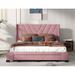 Latitude Run® Anspach Queen Size Storage Bed Linen Platform Bed w/ 3 Drawers Upholstered/Linen in Pink | 41 H x 66 W x 85.57 D in | Wayfair