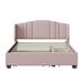 Red Barrel Studio® Platform Bed w/ Wingback Headboard Upholstered/Linen in Pink | 43 H x 65 W x 86 D in | Wayfair 7B766C9EAC384B10AFD604ADE86212DD