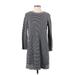 J.Jill Casual Dress - Sweater Dress: Gray Stripes Dresses - Women's Size Small Petite