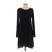 Old Navy Casual Dress - A-Line Crew Neck Long sleeves: Black Solid Dresses - Women's Size Medium