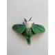 Luna moth, true to size, needle felted, posable, suede,moth figurine, decoration.