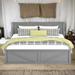 King Size Wooden Platform Bed with Four Storage Drawers and Support Legs