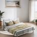 King Size Platform Bed With Horizontal Strip Hollow Shape With Head And Foot Board,With Center Support Feet,Easy Install