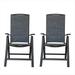 Aluminum Adjustable Outdoor Reclining Sling Lawn Chairs with Double-Layered Textile Fabric in Dark Gray Set of 2