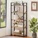 5 Tier Industrial Bookshelf, Rustic Etagere Bookcase for Display, Vintage Shelving Unit Wood and Metal Book Shelves