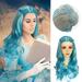 WQJNWEQ Human Hair Wig 2024 Women s Long Curly Hair Blue High Temperature Silk Alien Blue Braid Middle Roll Hair for Children Wigs Gifts