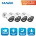 SANNCE Full Color Night Vision Security Camera 4Pcs 1080P TVI Wired CCTV Surveillance Camera for Home Indoor Outdoor Use Built-in 3500K Smart Warm Spotlight LED 4 Cameras with Adapter & Cables