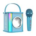 COFEST Portable Karaoke Colorful Light Wireless Speakers K-song with Microphone 15W High Power HiFi Stereo Sound Subwoofer Bluetooth Speakers 4000mA Large Battery Blue