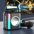 Hesxuno Portable Karaoke Colorful Light Wireless Speakers K-song with Microphone 15W High Power HiFi Stereo Sound Subwoofer Bluetooth Speakers 4000mA Large Battery