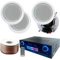 Home Theater System Kit - 2000 Watts Bluetooth Amplifier with 5.25 4 QTY 200 W in-Wall in-Ceiling Speakers And 16 Gauge 100 ft. Speaker Wire by Technical Pro