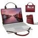 Dell Vostro 5515 Laptop Sleeve Leather Laptop Case for Dell Vostro 5515 with Accessories Bag Handle (Red)