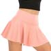 Wenini Womens Skirts Solid Mini Summer Skirt High Waist Pleated Pocket Evening Loose Casual Tennis Skirt Pink XXL