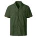 DDAPJ pyju Big and Tall Shirts for Men Short Sleeve Cuban Collared Shirt Basic Solid Casual Work Button Down Shirts Outdoor Tactical Fishing Shirt with 4 Pockets Flash Deals 2024 Army Green XL