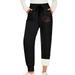 SMihono Women s Love Baseball Printing Pocket Drawstring Wide Leg Casual Sweatpants Full Length Pants Black 4