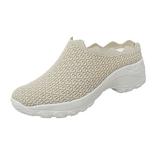 CAICJ98 Volleyball Shoes Walking Shoes for Women Slip on Platform Sneakers Comfortable Breathable Beige
