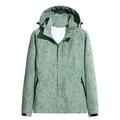 iOPQO Jackets for Women Rain Jacket Women Women s Autumn And Winter Solid Color Maple Print Windproof And Rainproof Hooded Coat Breathable Outdoor Jacket Coats for Women Winter Coat Green M
