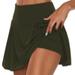 ELFINDEA Summer Dresses for women 2024 Athletic Stretchy Pleated Tennis Skirts Run Yoga Inner Shorts Elastic Sports Golf Skorts Plus Size Army Green M