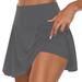 ELFINDEA Summer Dresses for women 2024 Athletic Stretchy Pleated Tennis Skirts Run Yoga Inner Shorts Elastic Sports Golf Skorts Plus Size Gray L