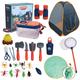 Kids Camping Set with Tent Camping Gear Toy with Pretend Play Tent Outdoor Explorer Kit Camping Tools Set for Kids