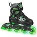 Derby Stryde Lighted Boys Adjustable Inline Skate - Black/Green M