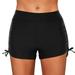 Womens Solid Thigh Minimizer Swim Bike Shorts