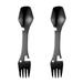 2pcs Stainless Steel Multi-functional Spork Bottle Openers for Home (Black)