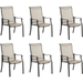 ELPOSUN Patio Dining Chairs Set of 6 Outdoor Textilene Dining Chairs with High Back Patio Furniture Chairs with Armrest Metal Frame for Lawn Garden Backyard Deck Brown