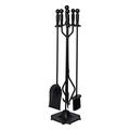 5-Piece 32-Inch Wrought Iron Fireplace Tools Set with Stand Comprehensive Accessories Including Fire Poker Shovel Brush Tong for Indoor Fireplaces Quick and Simple Assembly