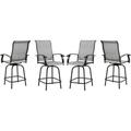 ELPOSUN Patio Swivel Bar Stools Set of 4 Outdoor Bar Height Patio Chairs for Backyard Pool Garden Deck with High Back and Armrest All-Weather Mesh 300lb Capacity Light Gray