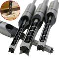 3pcs Square Hole Drill Bit HSS Woodworking Saw Mortising Chisel Drill Bit Tools