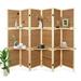 Fionafurn 6-Panel Folding Room Divider 6 Ft Freestanding Bamboo Privacy Screen Panel with Storage Shelves for Bedroom or Office Brown