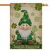 St. Patrick s Day Garden Flag Irish Garden Flag Gnome Shamrock Clovers House Flag 28 Ã—40 Linen Vertical Double Sided Garden Flag for Home Spring Holiday Decor