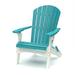 Wildridge Heritage Folding Adirondack Chair Aruba Blue and White Outdoor Weather Resistant Poly Patio Furniture