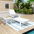 WestinTrends Shoreside Poly Reclining Chaise Lounge With Side Table for Outdoor Patio Garden White