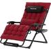 Poteban Oversized Zero Gravity Chair Set of 1 33In XL Lawn Chair with Cushion Support 500LB Burgundy
