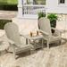 WestinTrends Tuscany 3PC HIPS Outdoor Adirondack Seashell Chair Set With Side Table Weathered Gray