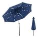 MYXIO 10ft Solar LED Patio Umbrella 40LED Ligths and A Center Light Outdoor Umbrella with Crank and Push Button Tilt for Backyard 8 Umbrella Bones (10ft Navy Blue)