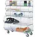 Modular Wire Stacking Bin Basket Rack with 5 Wire Bins - Chrome - 36 x 20 x 51 in.