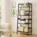 Acovy 4-Tier Bamboo Ladder Shelf Freestanding Storage Rack Plant Stand for Living Room Balcony Black