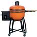 24 Ceramic Charcoal Grill with 19.6 Gridiron 4-in-1 Smoked Roasted BBQ Pan-roasted with Casters for Outdoors Patio Garden Backyard Orange