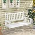 Costway 3-Person Wooden Outdoor Porch Swing Heavy Duty Patio Hanging Bench Chair White