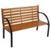 48 Hardwood Slotted Steel Cast Iron Frame Outdoor Patio Garden Bench Park Seat