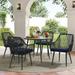 JOIVI 5-Piece Outdoor Dining Set Wicker Patio Dining Set Black Rattan Patio Furniture Table and Chairs Set for 4 People with Umbrella Hole for Lawn Backyard Garden Navy Blue